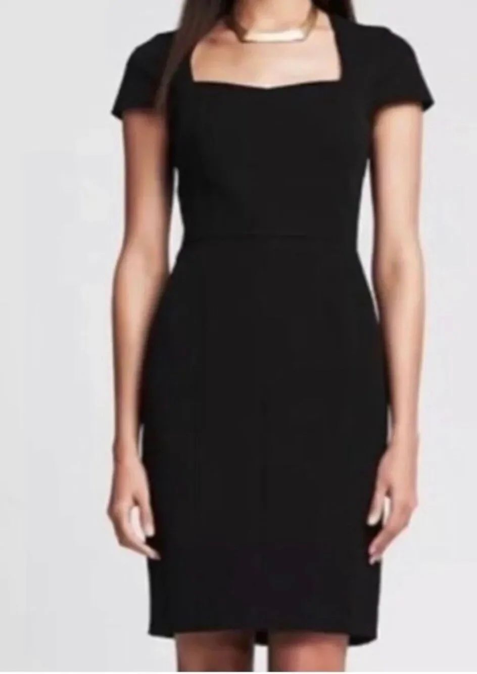 Banana Republic Women’s Black Sloan Sweatheart Midi Dress Sz 8